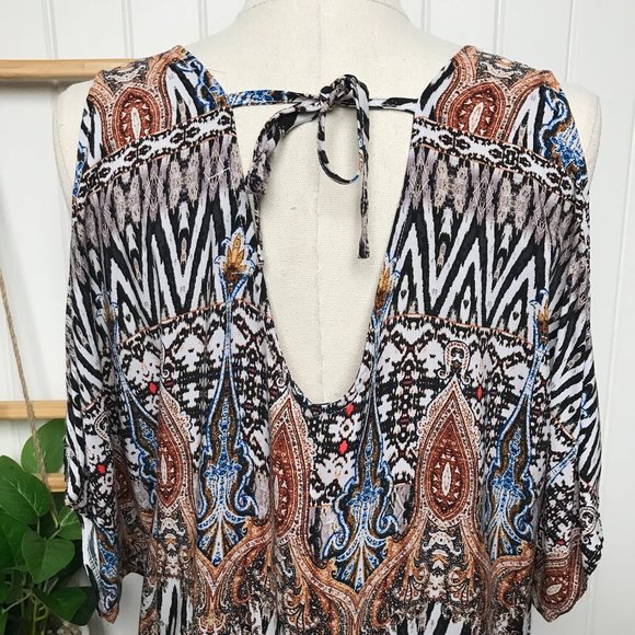 BOHO AUSTRALIA High/Low Cold Shoulder Rayon dress - Picture 6 of 9